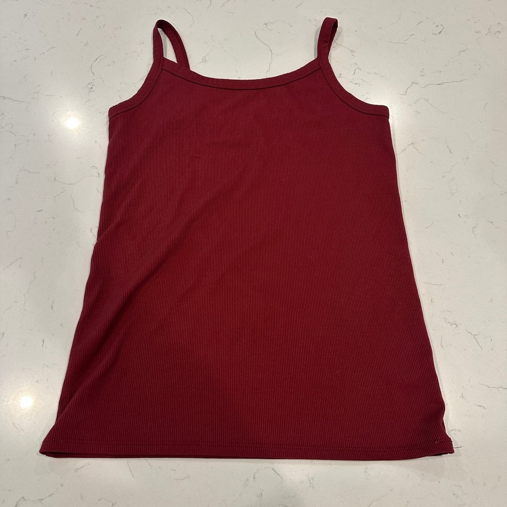 No Boundaries Ribbed Babydoll Camisole Spaghetti Strap Red Tank Top Large 11-13